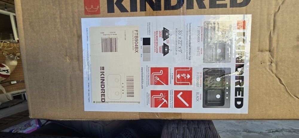 kinddred black 33" W x 22" L x 9" D Double Bowl Kitchen Sink - Black