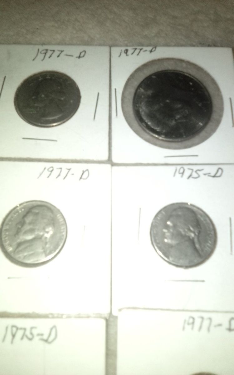 Assorted US Coins: 1977-D Quarters, 1975-D & 1977-D Pennies, 1977-D Dimes & Nickels - Collector Set