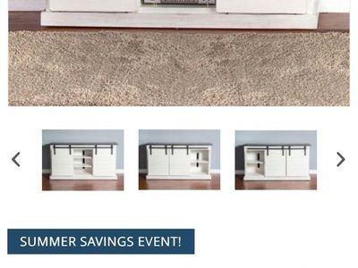 Sunny Designs European Cottage TV Stand Entertainment Center - White/Dark Wood, Sliding Barn Doors