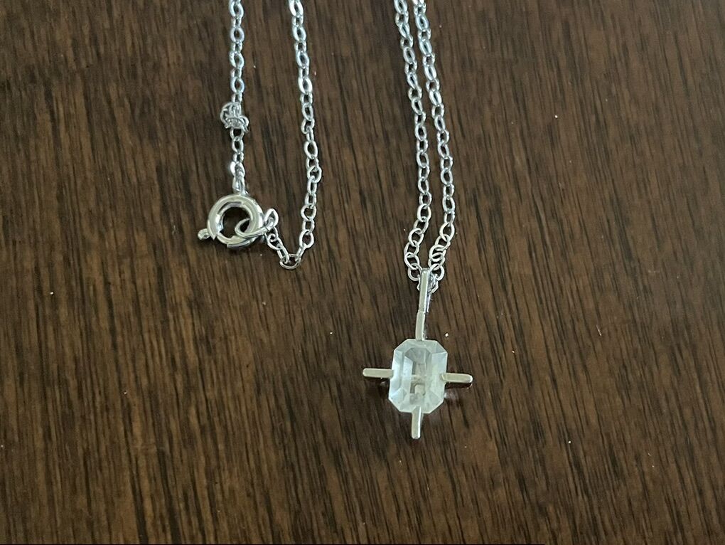 Child Size Sterling Silver Necklace W/ Clear Stone