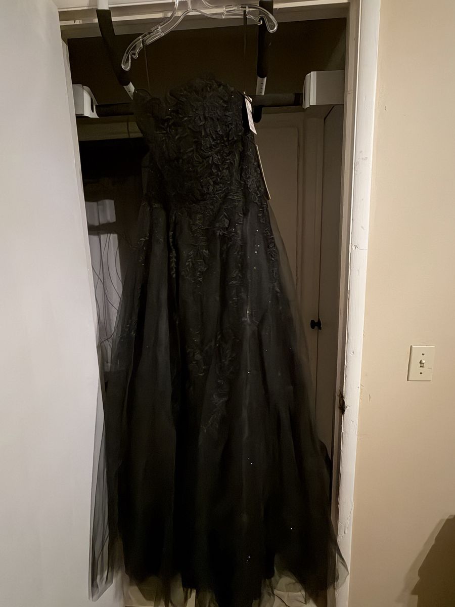 Bliss Formals Black Embroidered Strapless Formal Gown Prom Dress - XL NWT