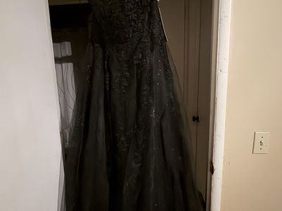 Bliss Formals Black Embroidered Strapless Formal Gown Prom Dress - XL NWT
