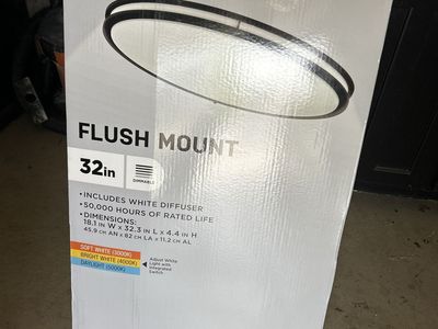 Commercial Electric 32-Inch Matte Black LED Flush Mount Light Fixture