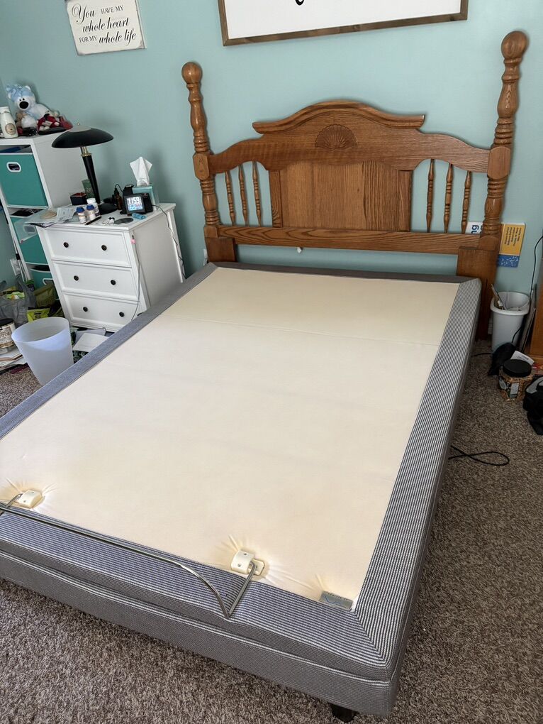 Queen Adjustable Bed & Massager With Headboard