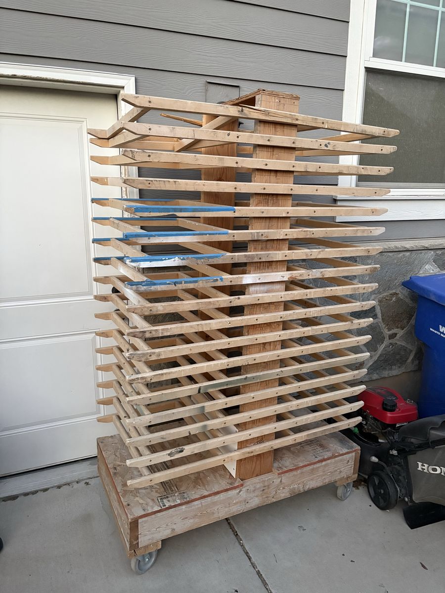 Custom Heavy Duty Wooden Rolling Drying Rack Cart on Wheels