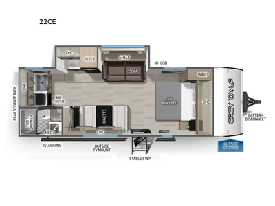 2026 Forest River RV Cherokee Grey Wolf 22CE Travel Trailer Front Bedroom