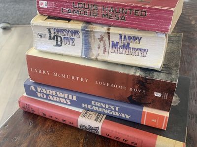 Classic Western & Literature Hardcover Book Lot: L'Amour, McMurtry, Hemingway, Ford Bio