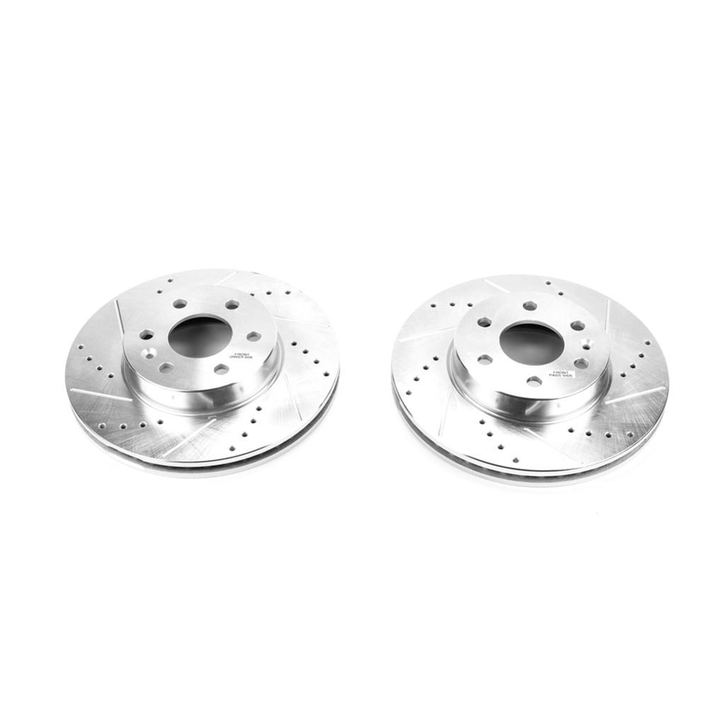 Front Drilled & Slotted Brake Rotors Pair – New