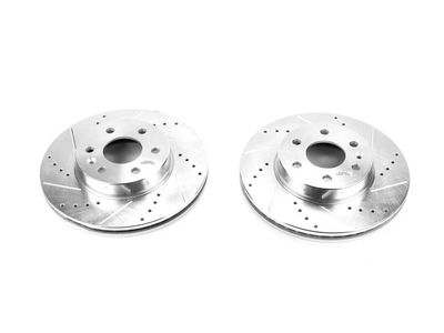 Front Drilled & Slotted Brake Rotors Pair – New