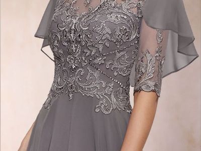 LAVETIR A-Line Princess Scoop Half Sleeve Mother of the Bride Dress, this dress is shown in gray, but is BLACK, size 24