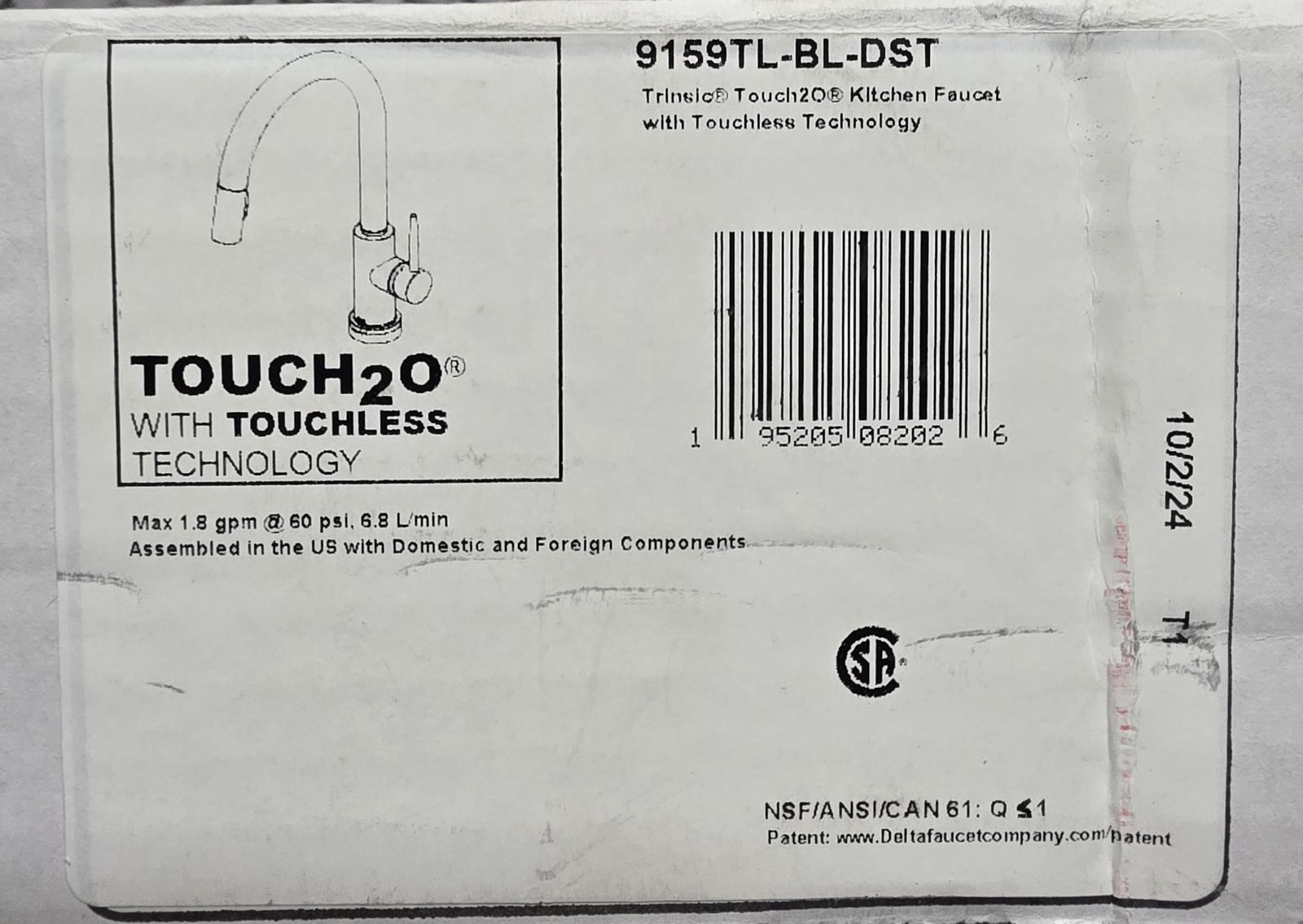 BRAND NEW Delta Trinsic Touch2O® Technology Kitchen Faucet with Touchless Technology in Matte Black