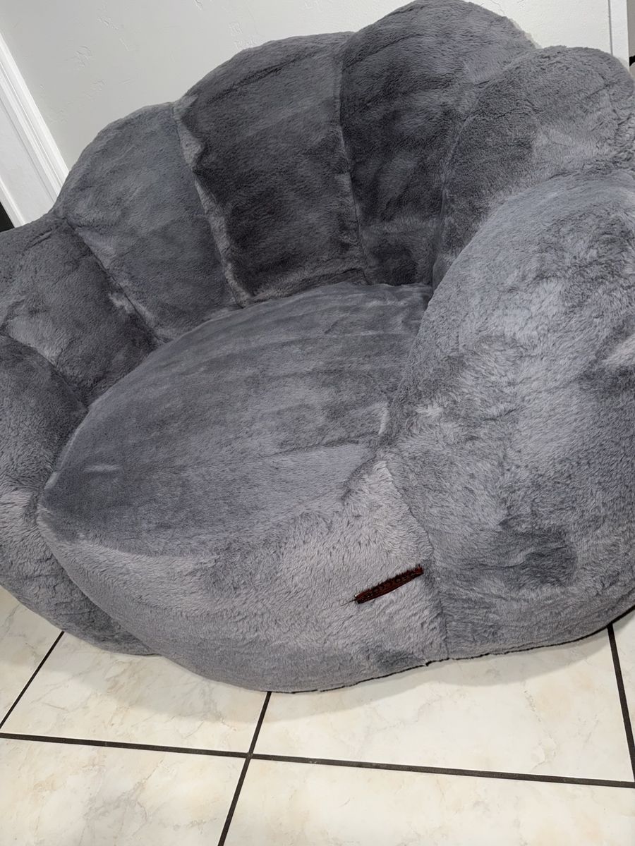 Grey floral bean bag chair 