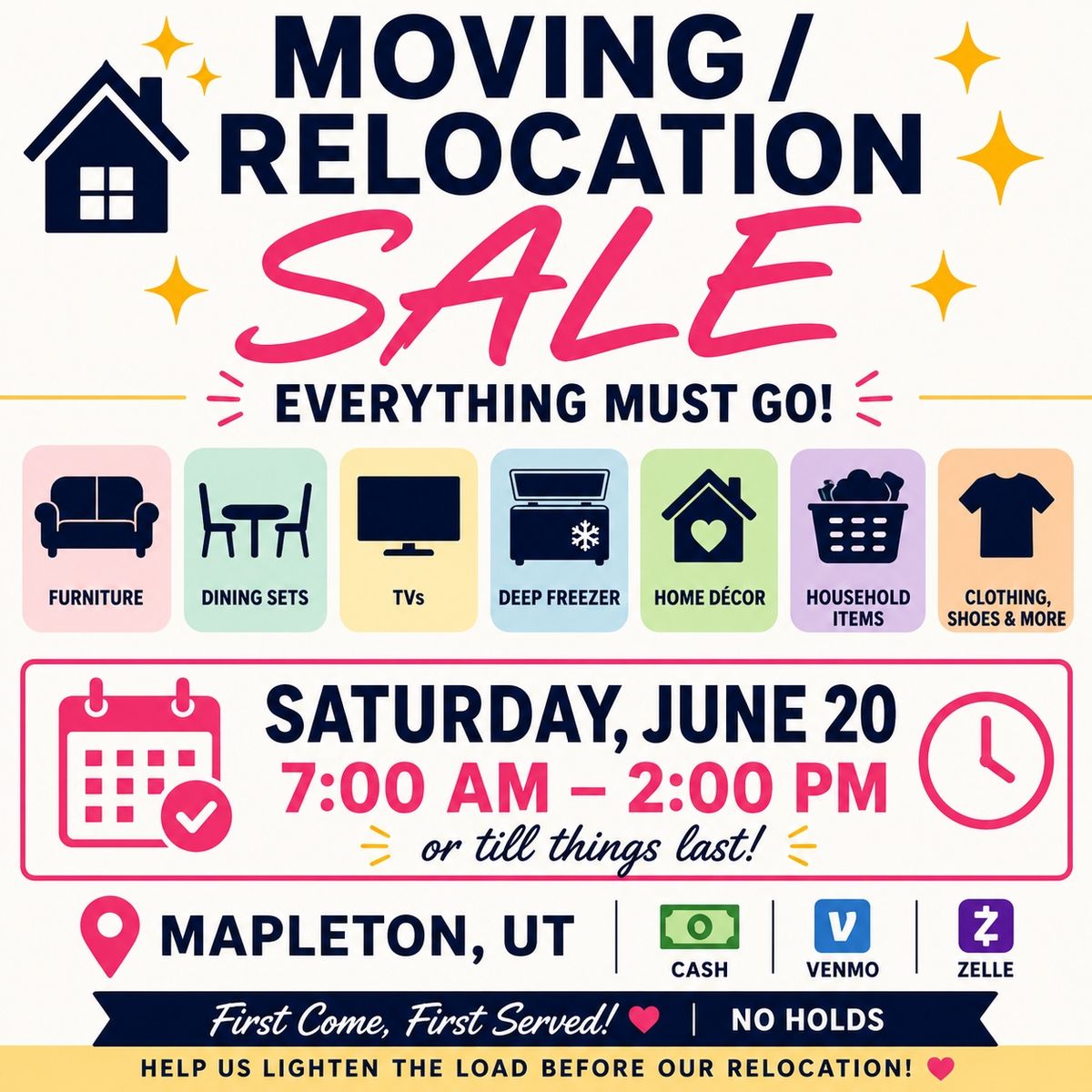 MOVING / RELOCATION SALE