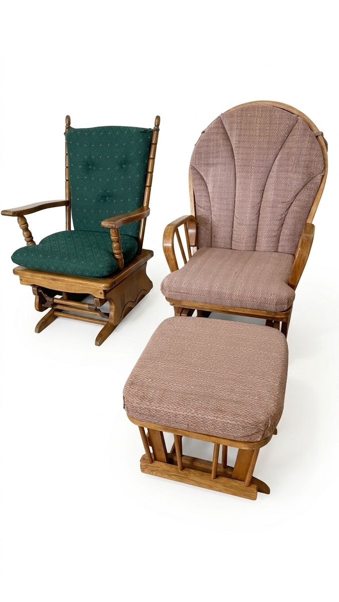 Set of 2 Wooden Glider Rocking Chairs - Very Comfy