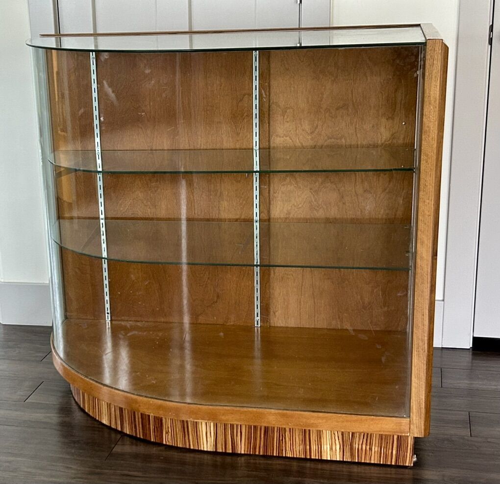 MCM Vintage Walnt & Glass Display Case Cabinet