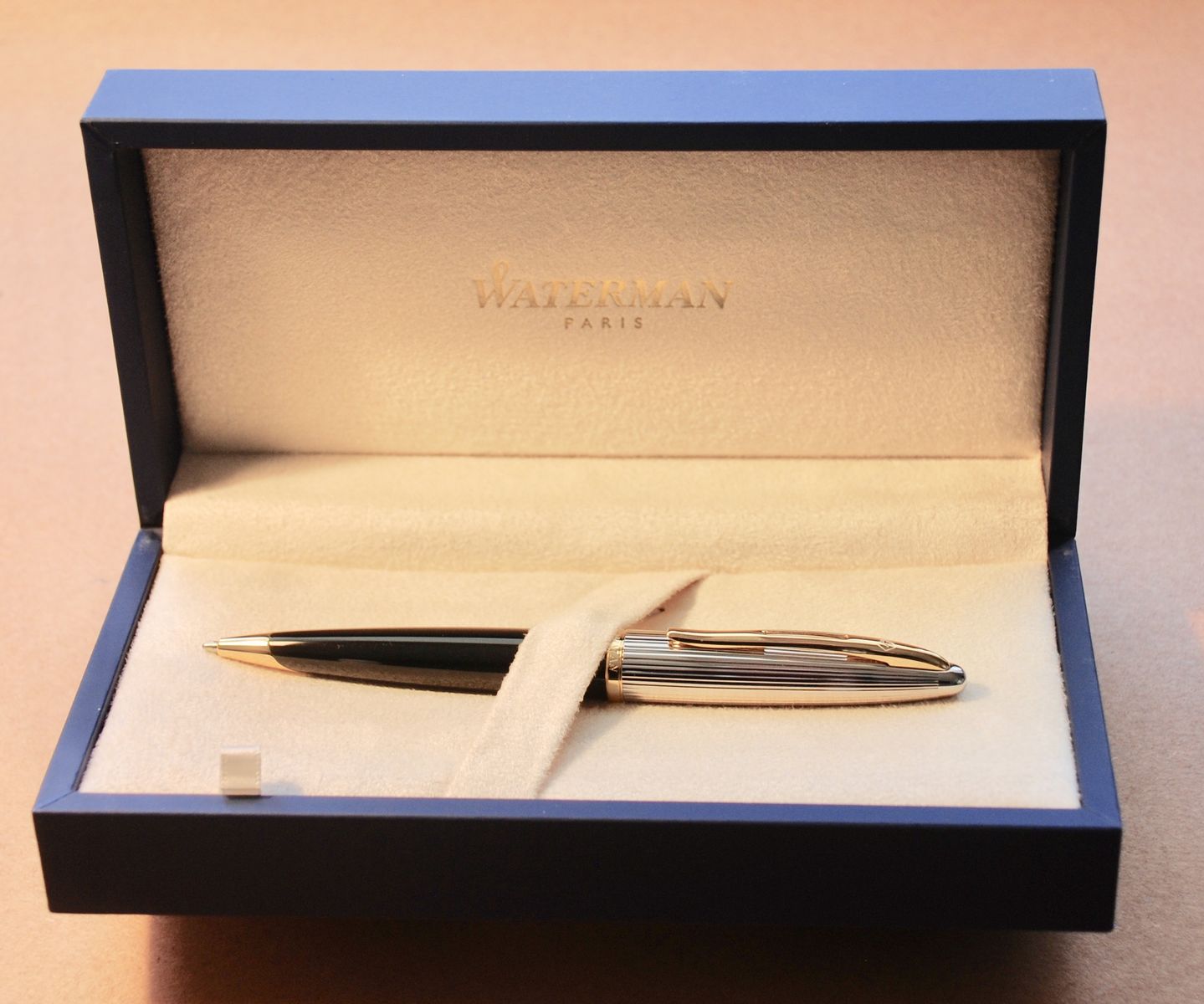 WATERMAN CARENE DELUXE SILVER&GOLD TRIM BALL POINT PEN NEW IN BOX