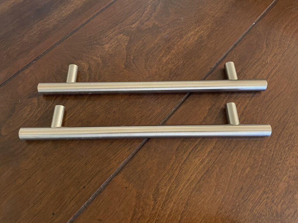 2 Brushed Nickel Bar Pulls 8 5/8 Inches Long
