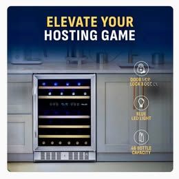 NewAir 46 Bottle Capacity Dual Zone Wine Refrigerator Fridge