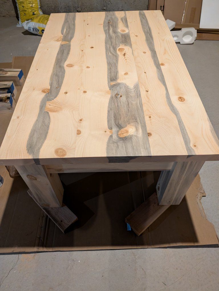 Handcrafted Solid Wood Blue Pine Coffee Table