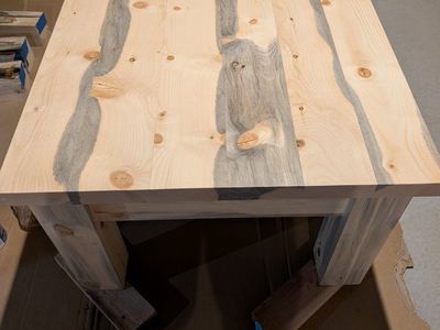 Handcrafted Solid Wood Blue Pine Coffee Table