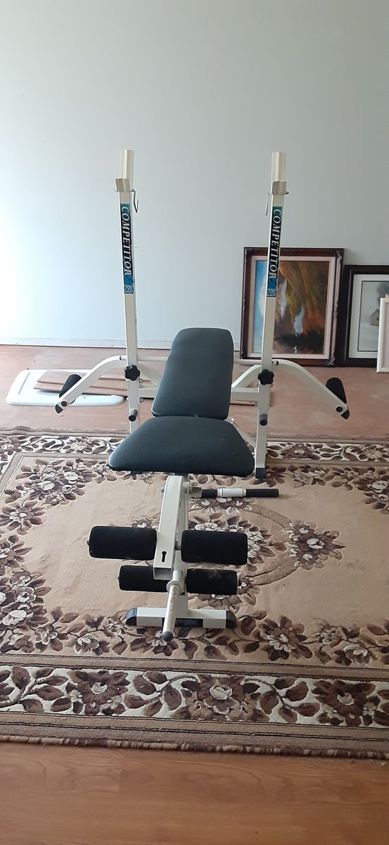 Weight Lifting Bench, Weights and Bar
