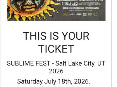 2 tickets to Sublimefest GA Tier 1 - July 18th