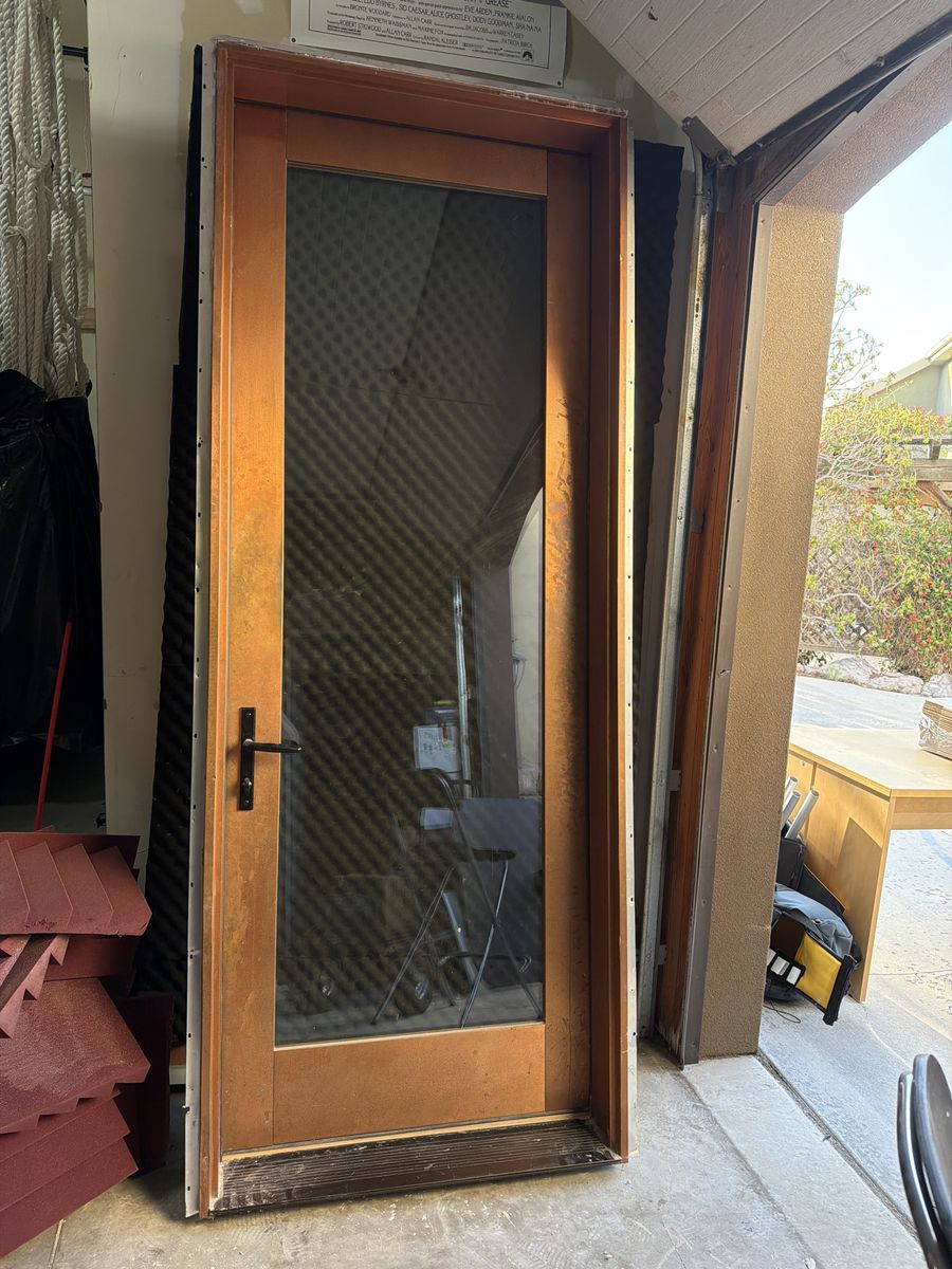 8’ tall by 36-3/4” copper wood clad  door