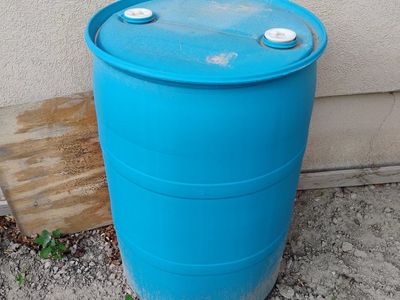3-New 55 Gallon water storage barrels