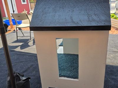 Large Handmade Wooden Dollhouse - 2 Pieces, Teal Carpeted Floors
