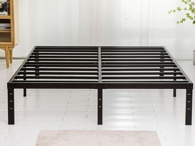 King Size Bed Frame, Heavy Duty Metal Frames 18 Inch High Platform Bedframe