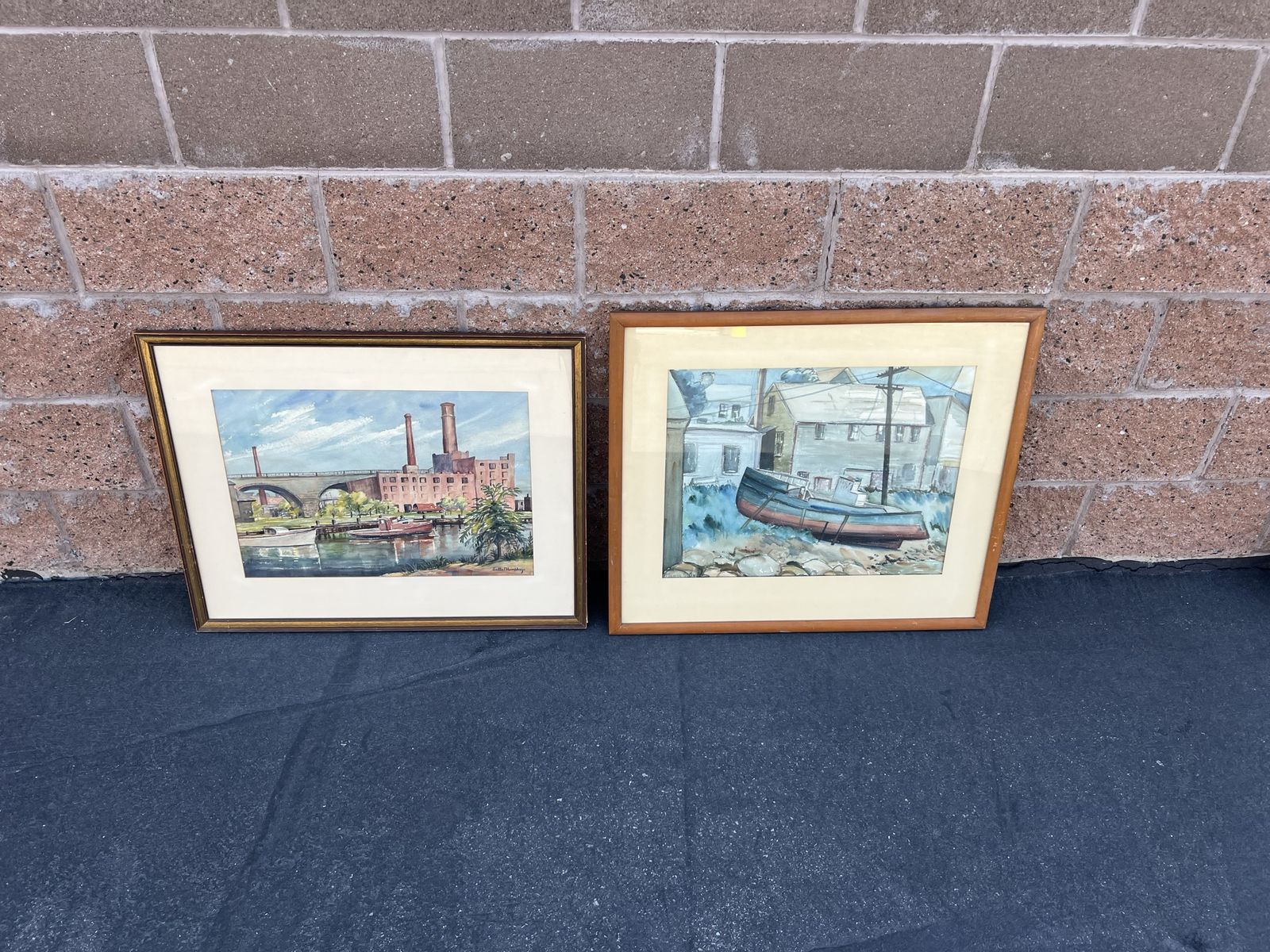 Vintage Nautical Watercolor Painting Wall Art Seascape Boat