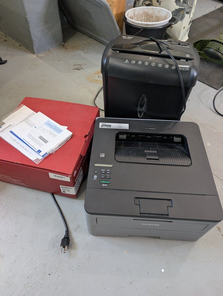 Brother B&W Laser Wifi Printer w/ extra toner and Shredder