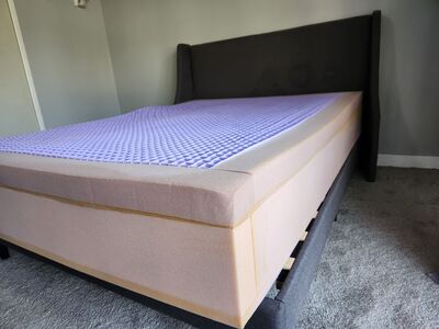 purple bed box springs with frame
