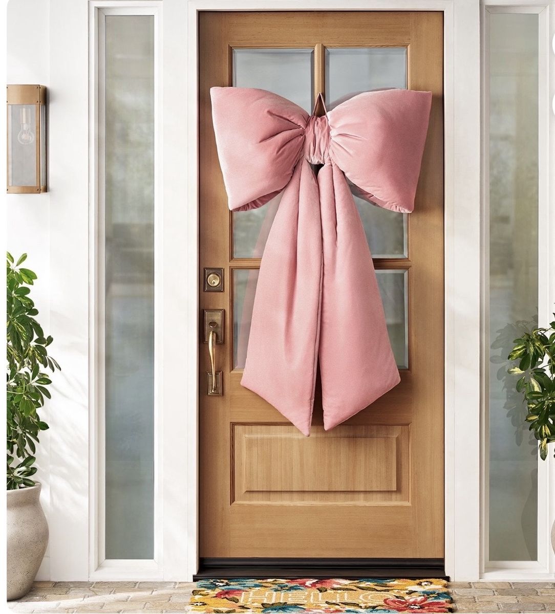 Beautiful Pink Velvet Bow For Outside Or Inside
