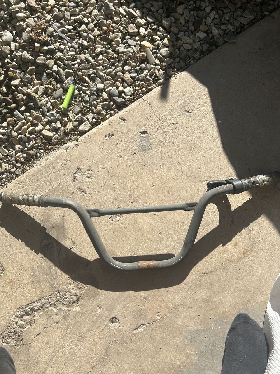 Used Gray Cruiser Bicycle Handlebars with Grips - Ready for Your Ride
