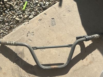 Used Gray Cruiser Bicycle Handlebars with Grips - Ready for Your Ride