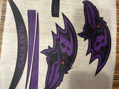 Baltimore Ravens Vinyl Decal Stickers from full size replica Riddell Speed football helmet.