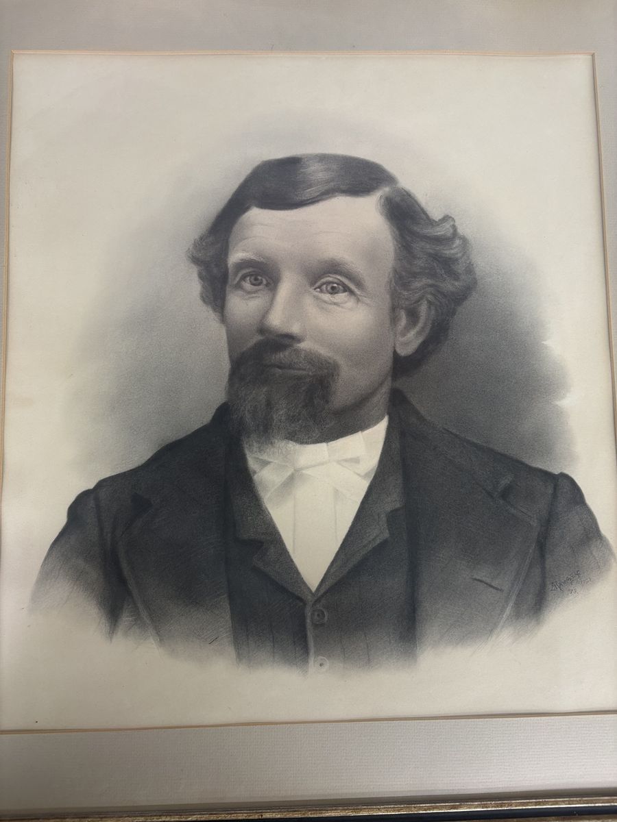 Antique Lewis A Ramsey original portraits from 1893. Pencil charcoal. Framed.  He did murals in Hawaiin Mormon temple in 1920s.