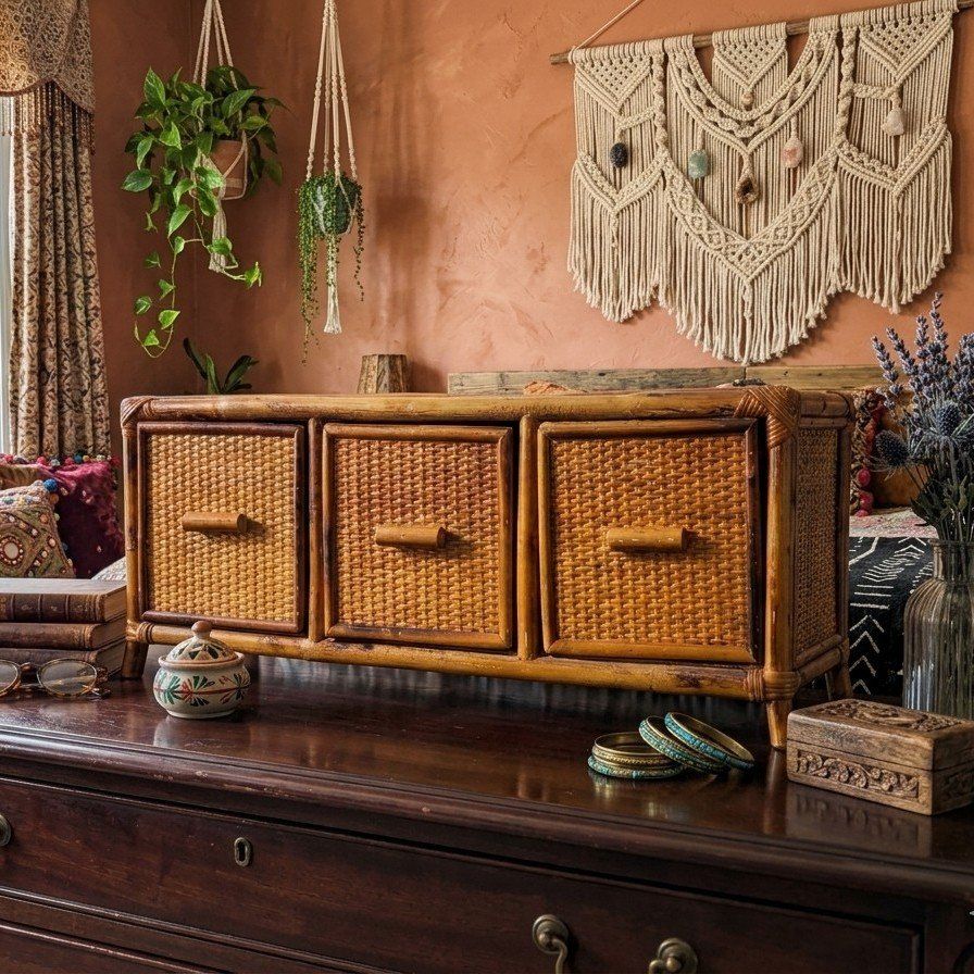 Bamboo 3-Drawer Dresser-Top Chest