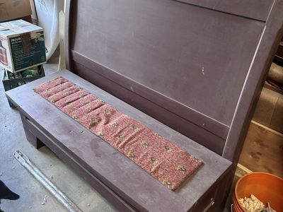 Handmade Wooden Entryway Bench - Sleigh Bed Upcycle 55" Wide - Dark Brown/Burgundy