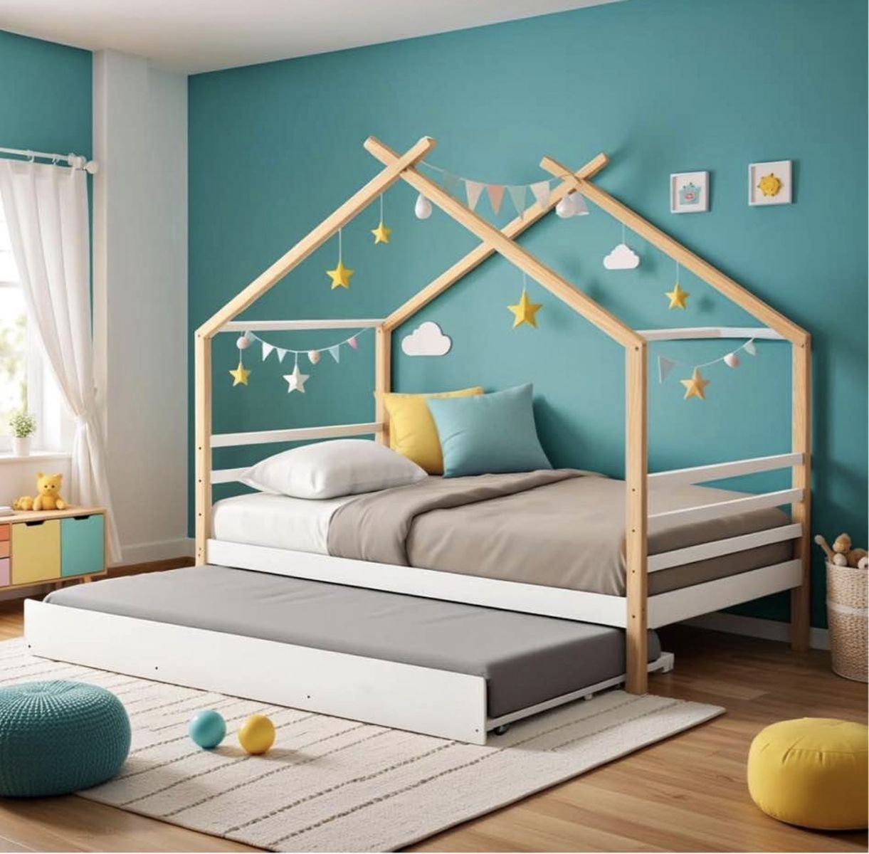 Twin Size House Bed with Storage Drawers