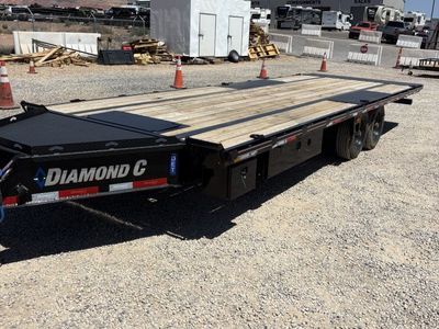 8.5x24 Diamond C DET 210 Deckover Tilt Trailer - 23K GVWR - D-Rings, Hydraulic Jack(s), Oak Floor, Pop Up Winch Package, Slide