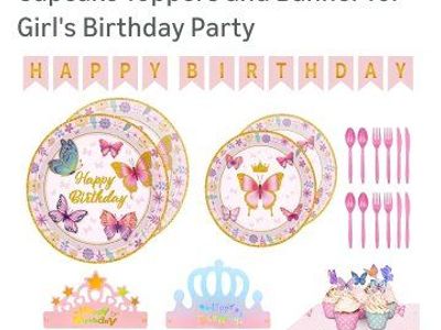 New! 192-Piece Butterfly Birthday Party Supplies