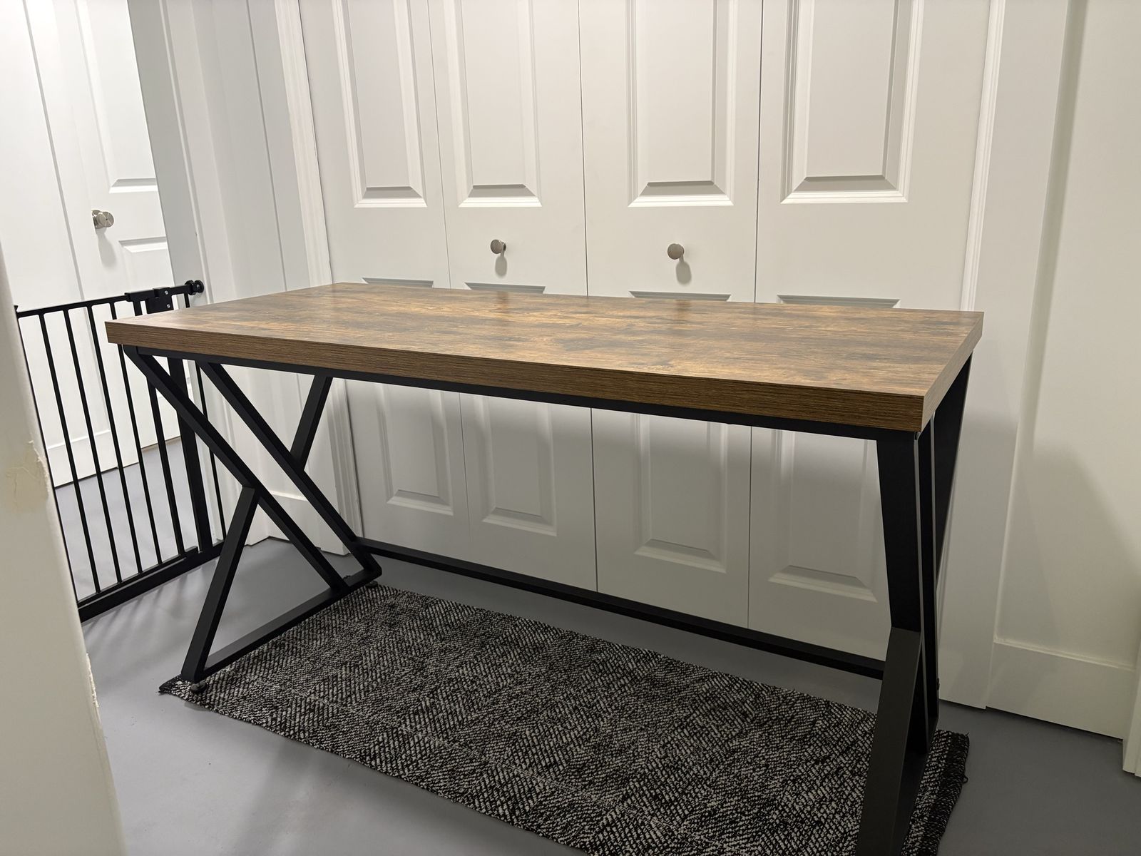 Industrial Style Computer Desk 55" Rustic Brown with Black Metal Frame - Great Condition