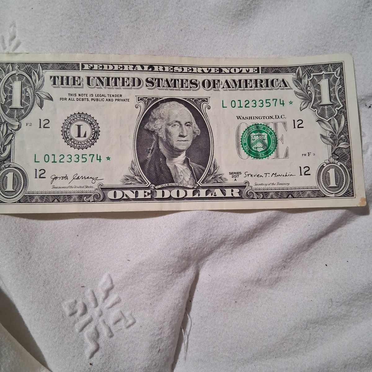 US 2017A Series $1 Dollar Star Note Federal Reserve Bank Note