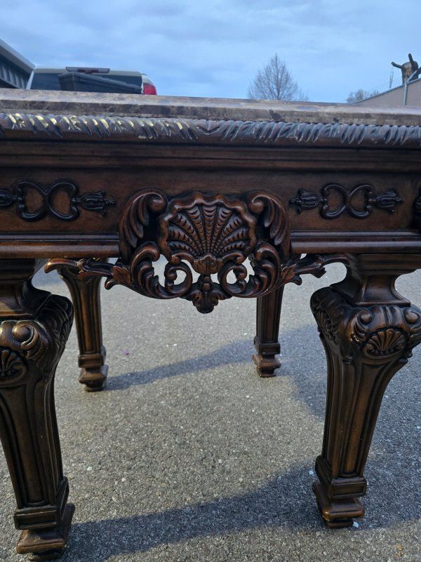 Heavy carved wood set