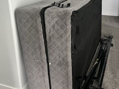 King Size Box Spring & Metal Bed Frame Set - Used Condition
