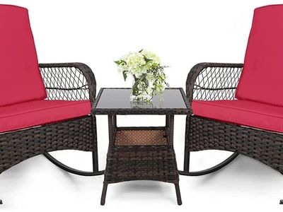 3 pcs Rocking Bistro Outdoor Chair Patio Set