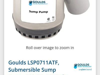 Goulds LSP0711ATF Submersible Sump Pump 3/4 HP 115V 57 GPM Automatic w/ Float Switch 20ft Cord