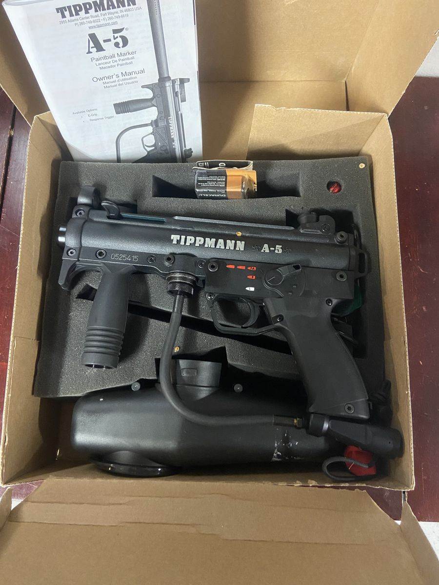 Tippmann A-5 Semi-Automatic .68 Caliber Paintball Marker with E-Grip and Cyclone Feed System